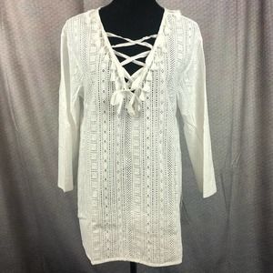 Line & Dot Eyelet Embroidered Blouse L NWT